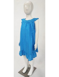 Niebieska sukienka w białe...